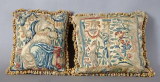 Appraisal: Pair of Needlepoint Pillows constructed of th c Pair of