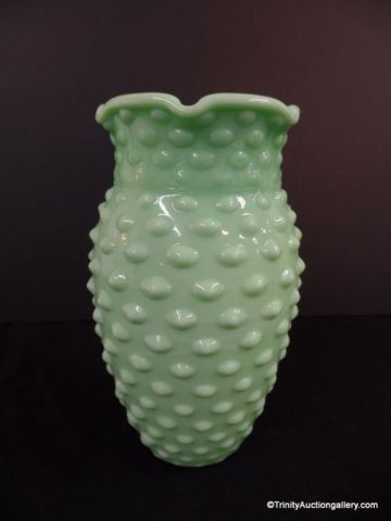 Appraisal: Jade Jadeite Green Hobnail Vase Unmarked as to manufacturer Nice