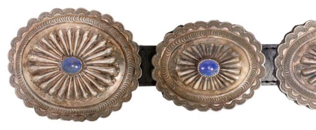 Appraisal: Native American sterling silver concho belt buckle signed AM Alfred