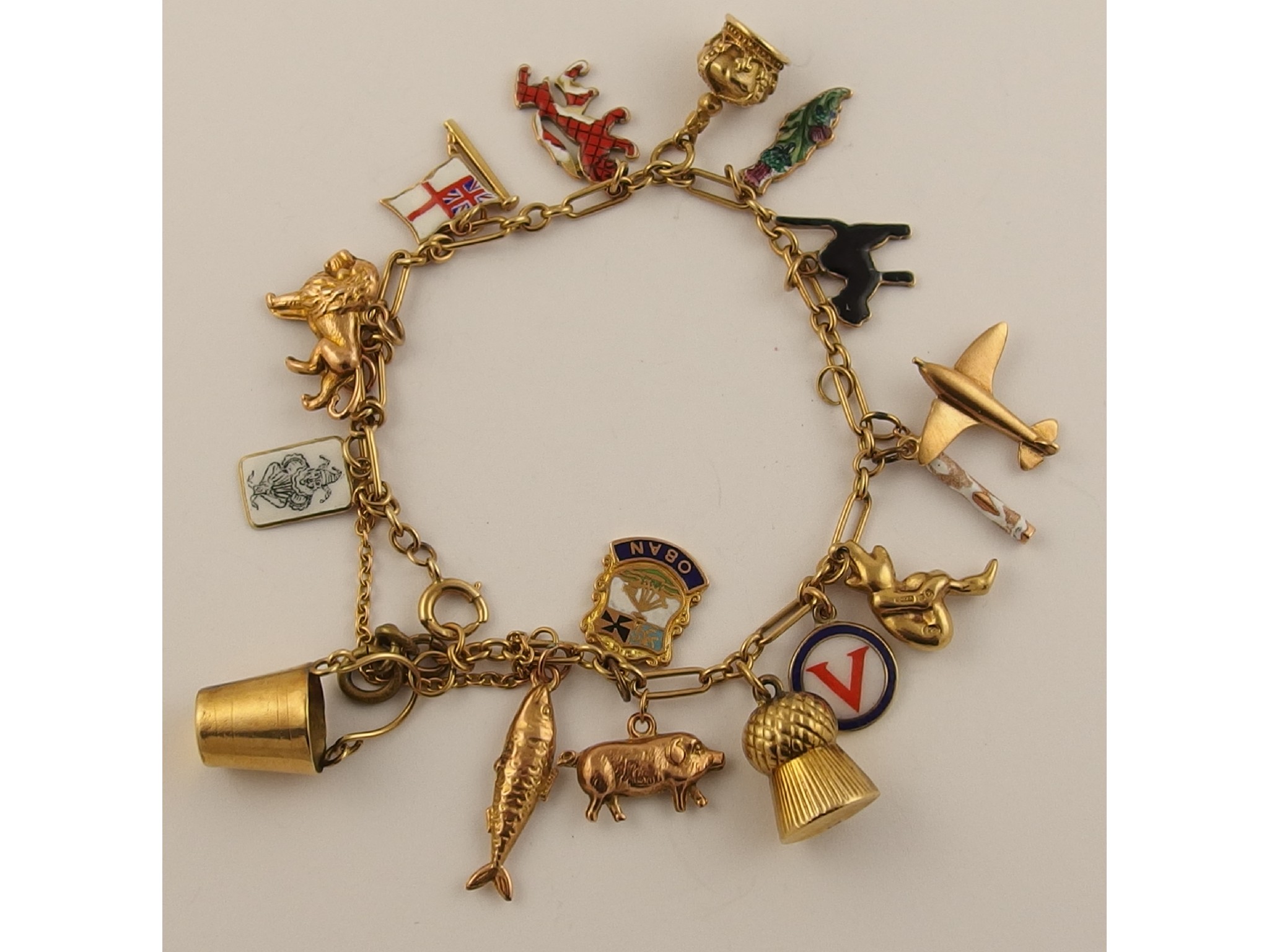 Appraisal: A ct charm bracelet with some nd World War themed