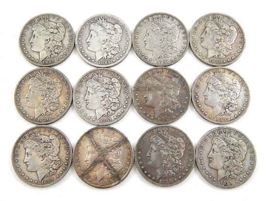 Appraisal: COINS Lot of twelve circulated Morgan dollars various dates grades