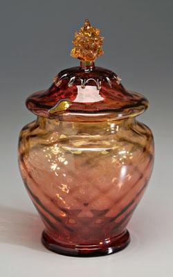 Appraisal: Amberina lidded tureen or syllabub ruby to amber glass with