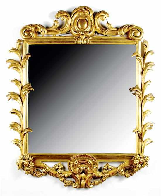 Appraisal: Continental Rococo giltwood mirror early th century rectangular mirror plate