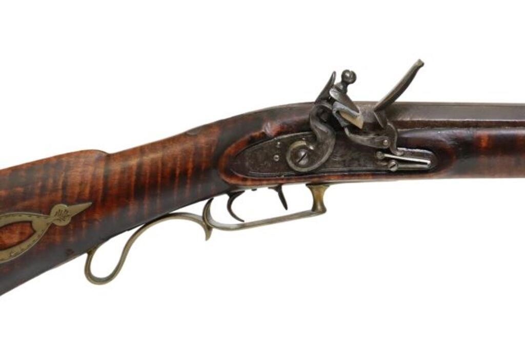 Appraisal: Kentucky rifle the lockplate marked Moore Baker estimated caliber heavy