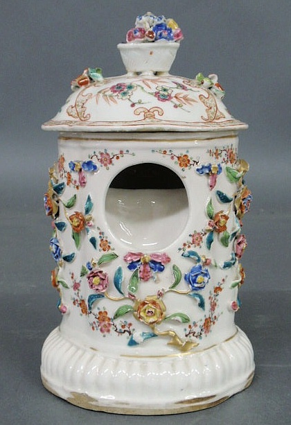 Appraisal: European porcelain watch safe with floral decoration after Ch ien-Lung