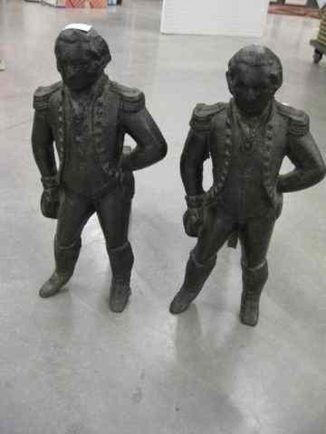 Appraisal: Pair of Cast Iron Figural Soldier Andirons ''