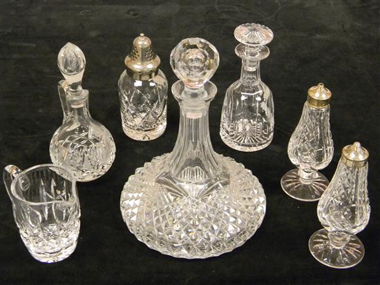 Appraisal: Cut glass seven pieces including decanter with faceted stopper ''