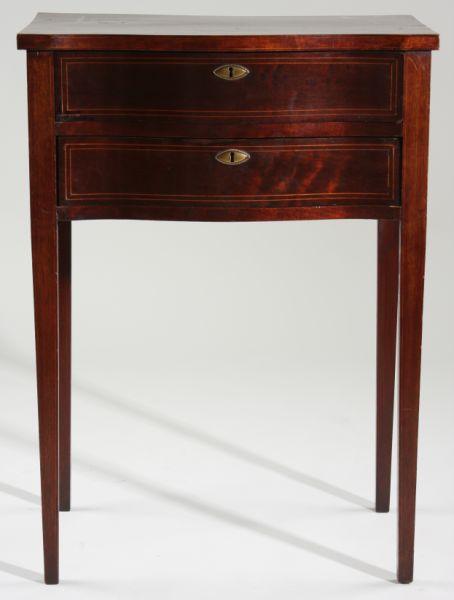 Appraisal: American Hepplewhite Inlaid Serpentine Stand early th c mahogany and