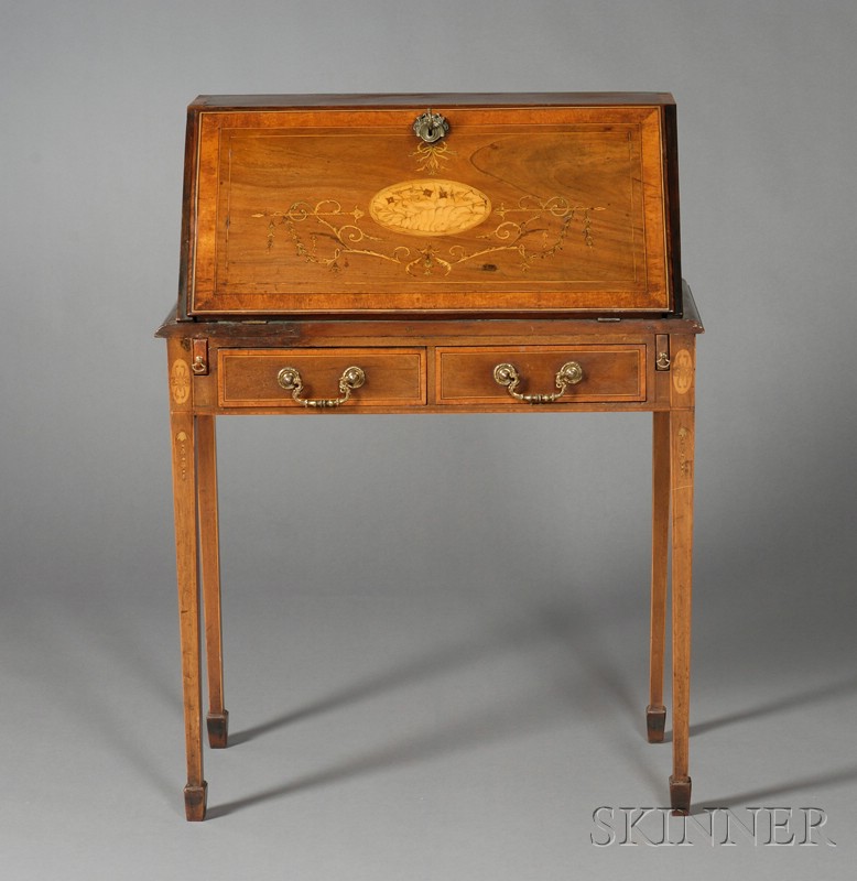 Appraisal: George III Satinwood and Fruitwood Inlaid Mahogany Lady's Desk circa