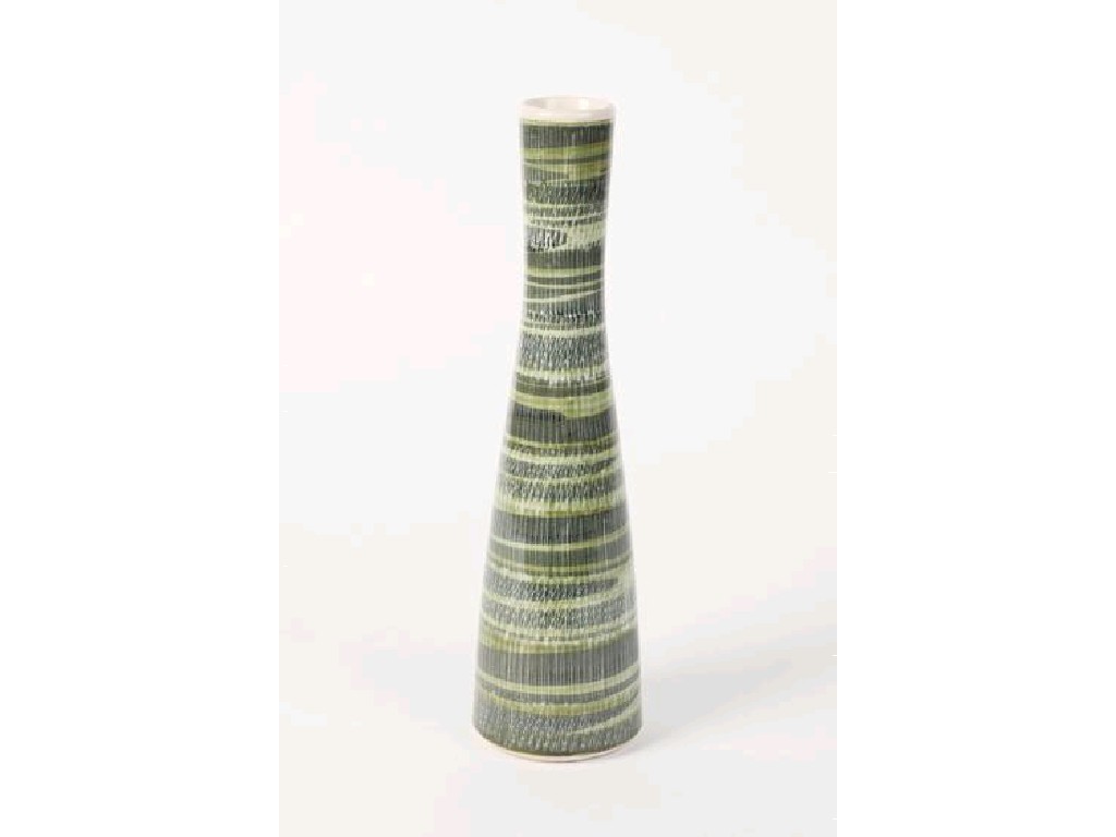 Appraisal: A TALL RYE POTTERY VASE decorated in green and black