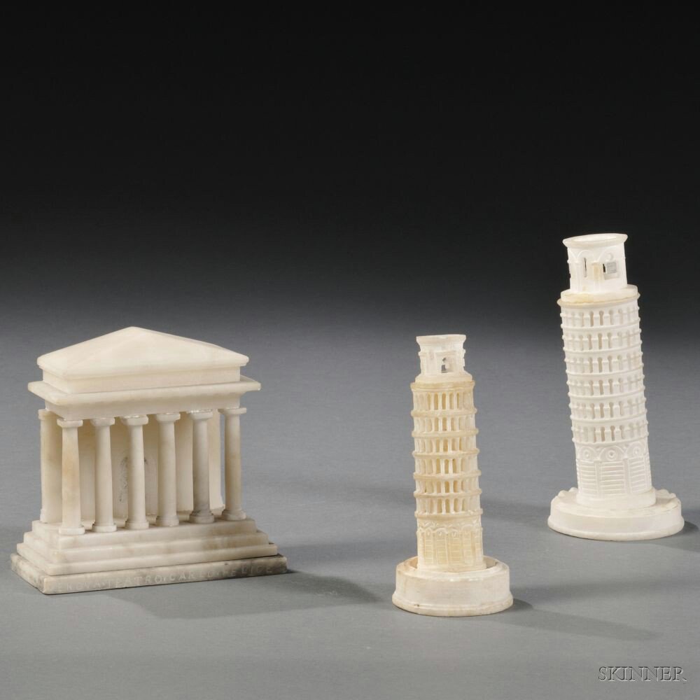 Appraisal: Three Grand Tour Stone Models of Italian Buildings Italy th