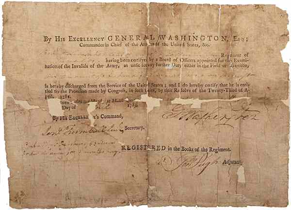 Appraisal: George Washington DS George Washington - Partially printed document oblong