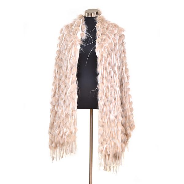 Appraisal: A TAUPE WOOL AND PASTEL MINK TUFTED WRAP