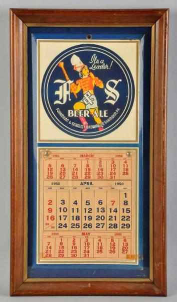 Appraisal: F S Beer Calendar Framed under glass Calendar frame is