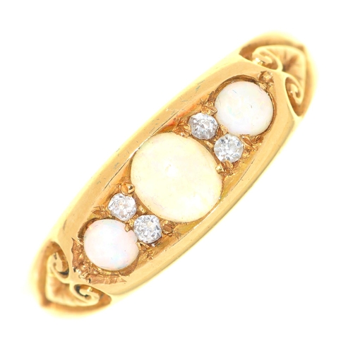 Appraisal: An Edwardian opal and diamond ring in ct gold Chester