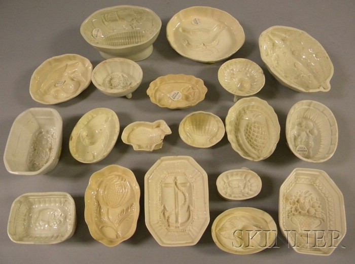 Appraisal: Nineteen English Creamware Culinary Molds various shapes subjects include anchor