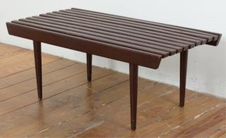 Appraisal: George Nelson Style Wood Slat Bench George Nelson style modern