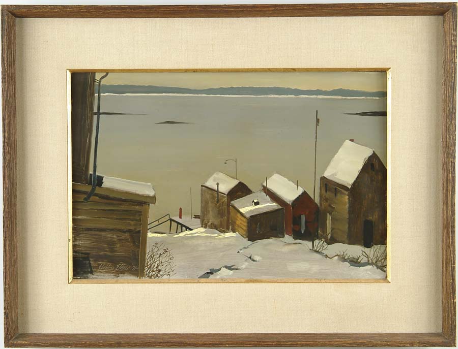 Appraisal: STEPHEN MORGAN ETNIER American - FISHING SHACKS IN WINTER Oil