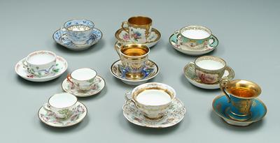 Appraisal: Ten porcelain cups and saucers one with Asian scenes blue