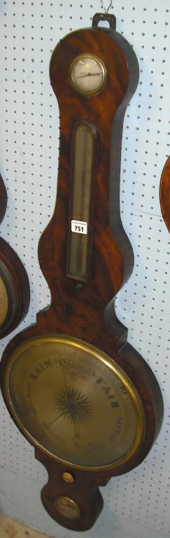 Appraisal: Large mahogany four glass barometer signed Longley Zanetti Exchange Street