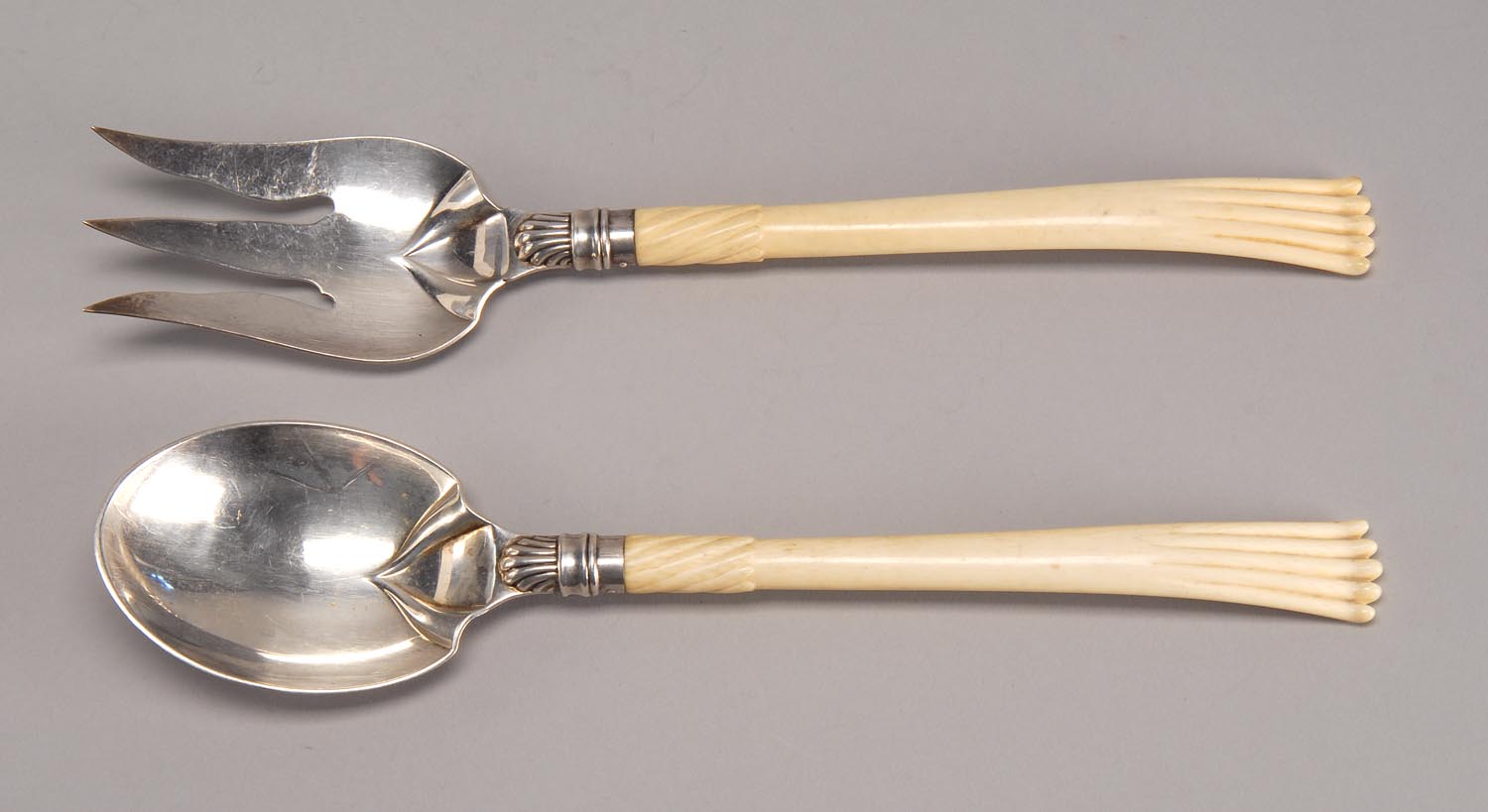 Appraisal: GORHAM MFG CO STERLING SILVER AND IVORY SALAD SET With