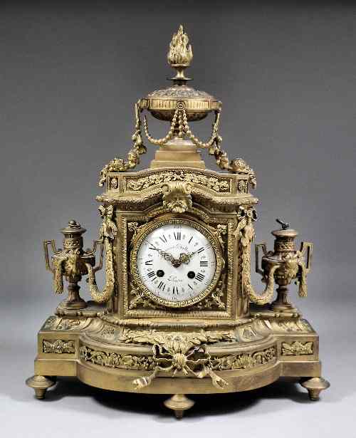 Appraisal: A th Century French giltmetal cased mantel clock by Bouron