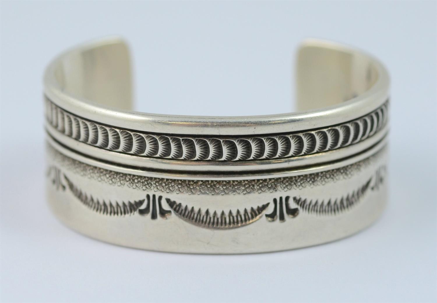 Appraisal: Richard Kee Navajo sterling stampwork cuff bracelet w x -