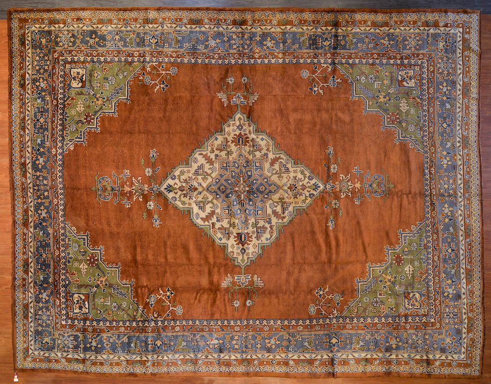 Appraisal: Turkish Oushak Rug x hand knotted wool foundation Condition Appears