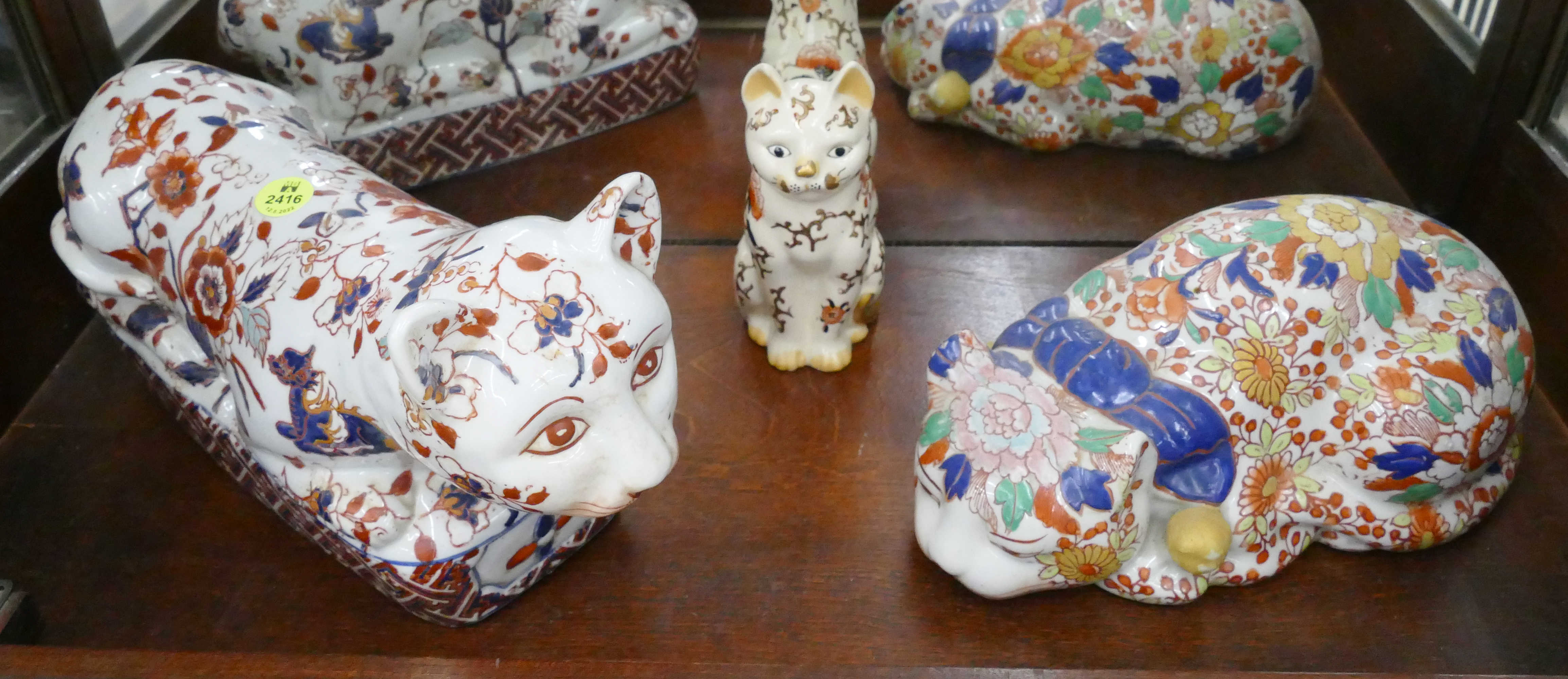 Appraisal: pc Asian Ceramic Cat Figures- '' to ''