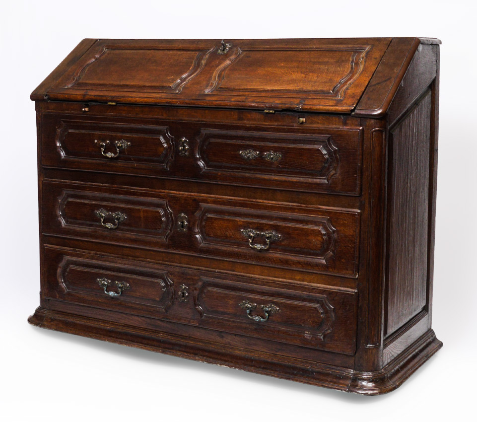 Appraisal: TH CENTURY FRENCH CHESTNUT BUREAU Circa 's slant front secretary