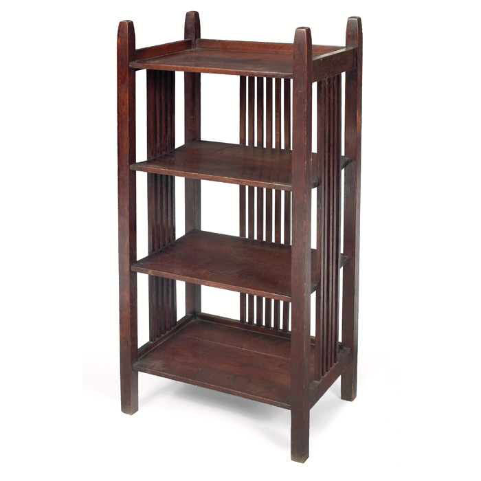 Appraisal: Gustav Stickley magazine stand similar to spindle form with four