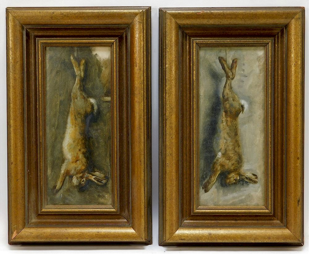 Appraisal: PR Rabbit Game Hunting Trophy Paintings PR Rabbit Game Hunting