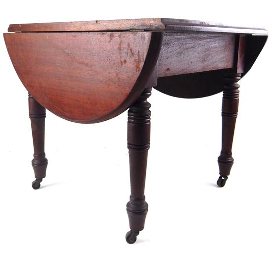 Appraisal: MINIATURE th C Pembroke table short curved drop leaves turned