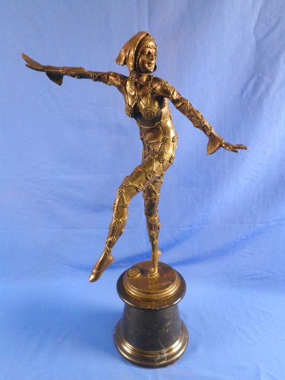 Appraisal: After D H Chiparus A reproduction bronze figure of a