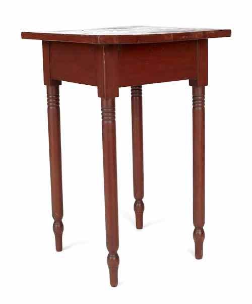 Appraisal: Pennsylvania Sheraton painted pine stand ca retaining its original red