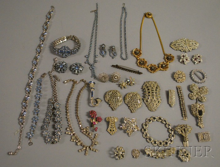 Appraisal: Group of Paste and Rhinestone Costume Jewelry including brooches necklaces