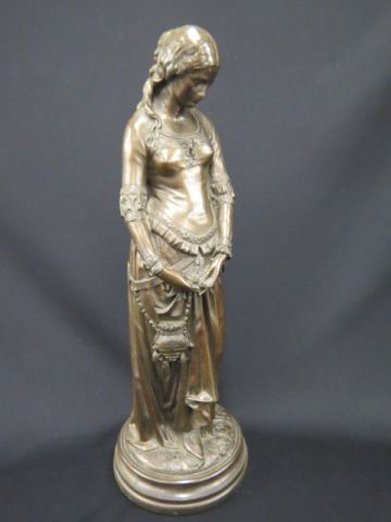 Appraisal: Bronze Stature of a Young Maiden holding flowers tall excellent