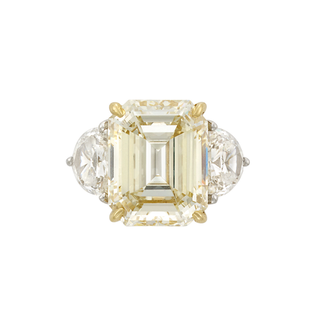 Appraisal: Platinum Gold and Diamond Ring kt one cut-cornered step-cut emerald-cut