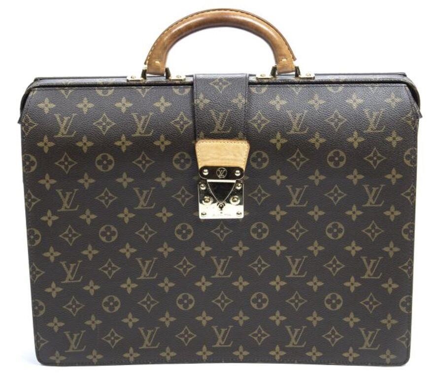 Appraisal: Louis Vuitton Serviette Fermoir briefcase in brown monogram coated canvas