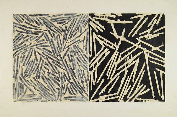 Appraisal: Contemporary Prints and Multiples Untitled Woodcut in black and white