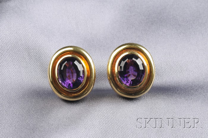 Appraisal: kt Gold and Amethyst Earclips Paloma Picasso Tiffany Co each