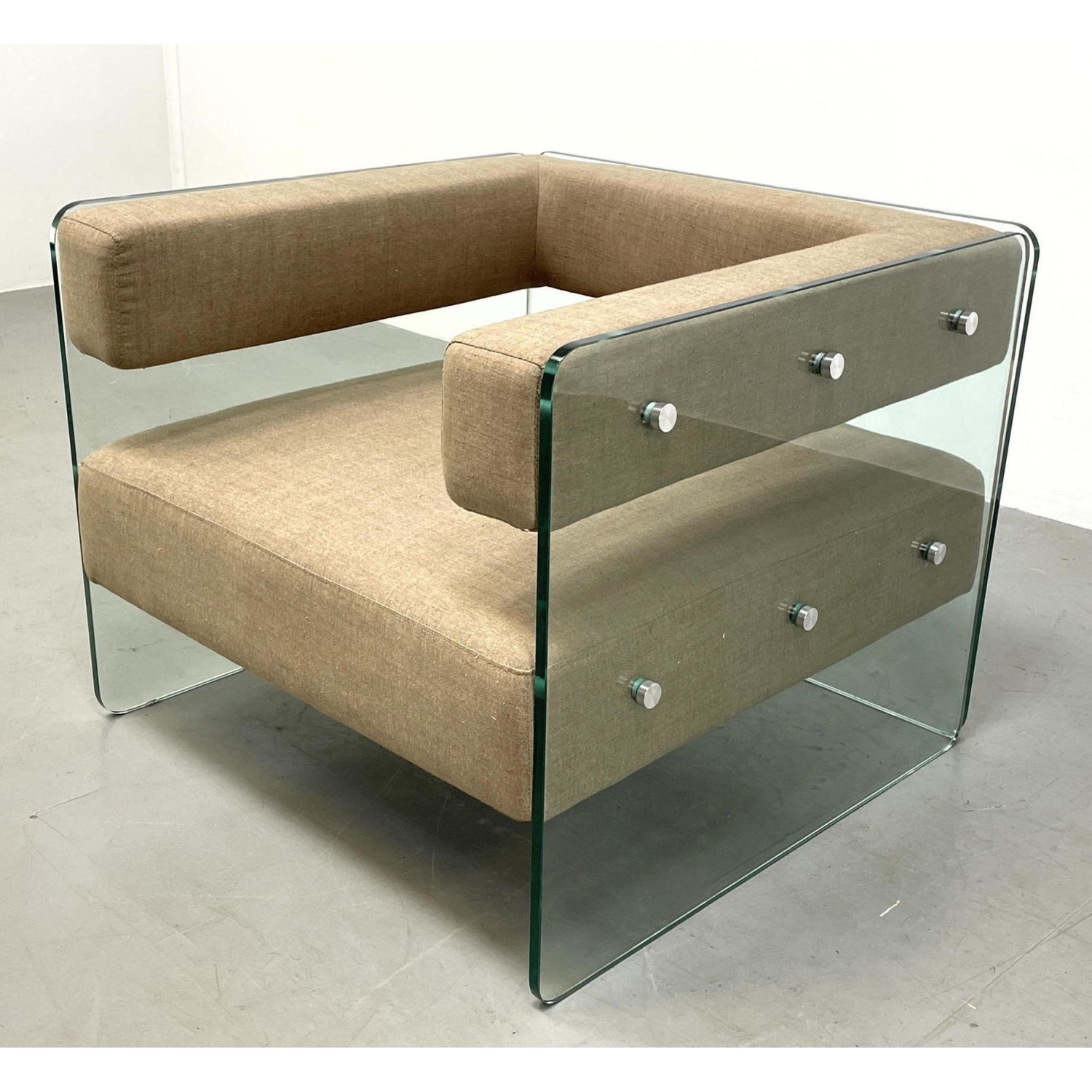 Appraisal: FABIO LENCI style Glass Lounge Chair Glass Pane Sides and