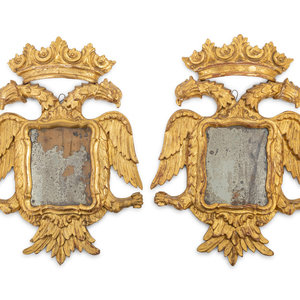 Appraisal: A Pair of Continental Giltwood Mirrors th Century each in