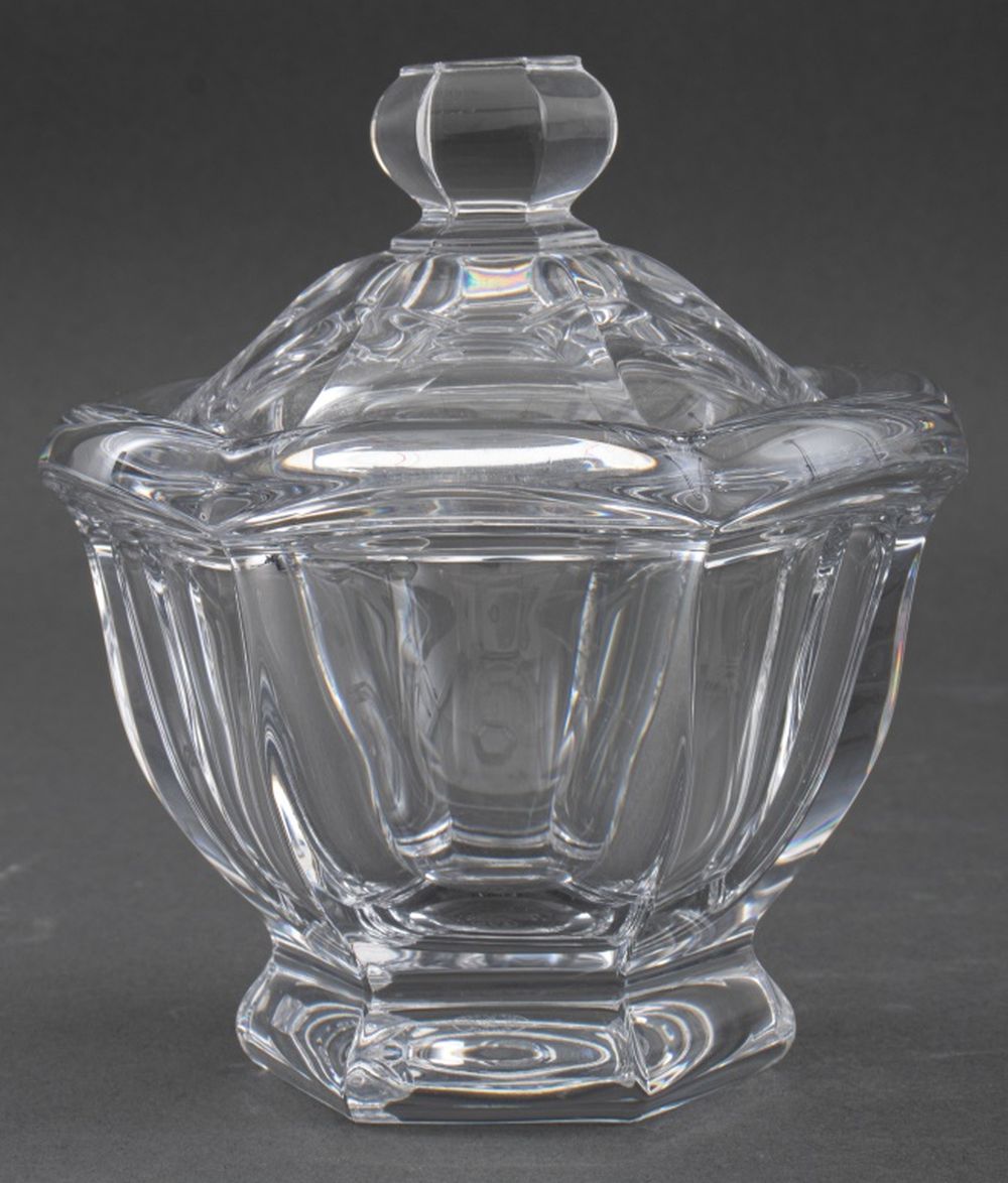 Appraisal: BACCARAT FRENCH CRYSTAL GLASS LIDDED CANDY DISH Baccarat French crystal