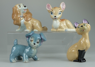 Appraisal: Wade blow up figures Bambi Scamp Lady and Siamese cat