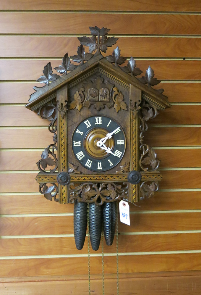 Appraisal: CARVED AND INLAID WALNUT BLACK FOREST DOUBLE CUCKOO WALL CLOCK