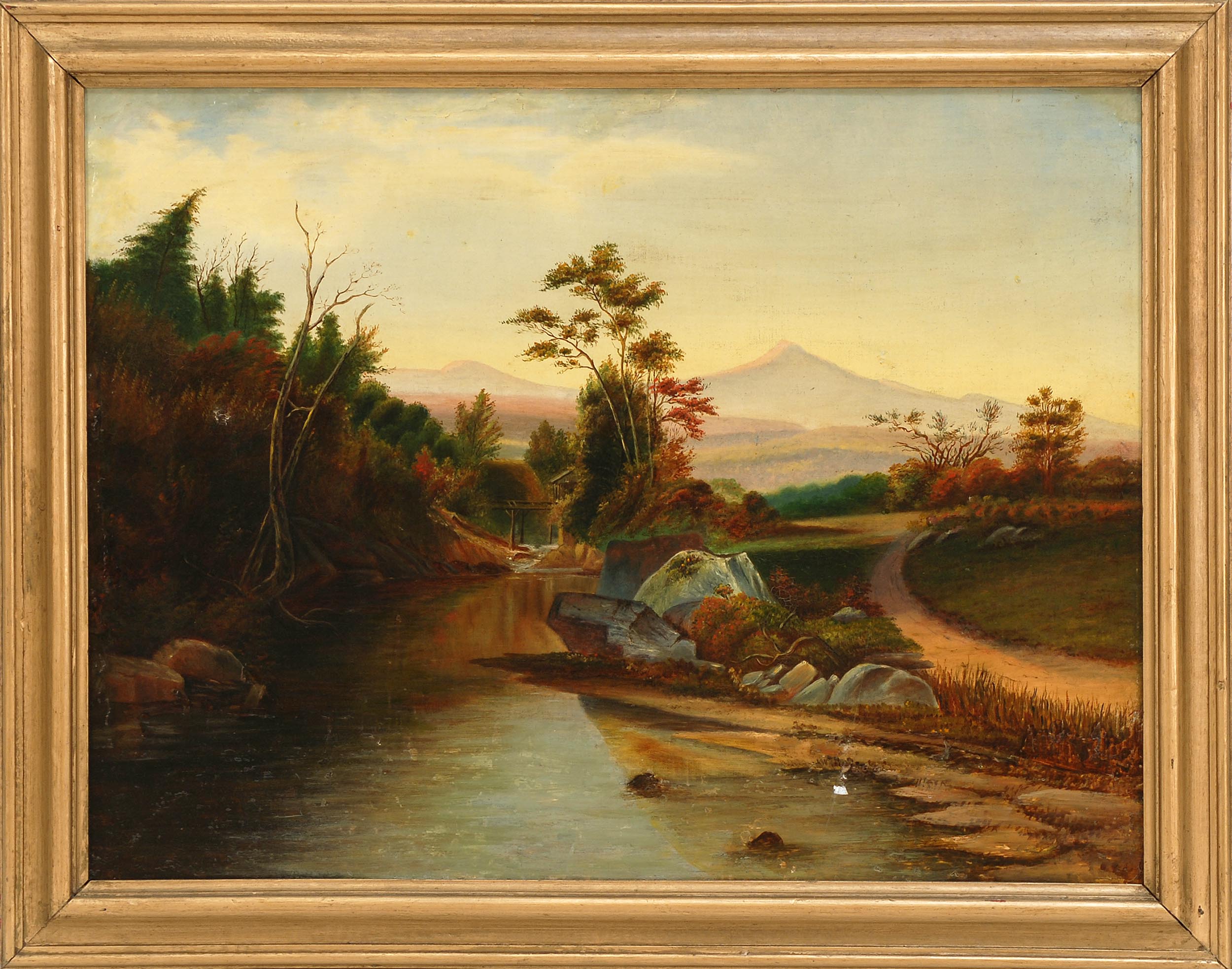 Appraisal: FRAMED PAINTING HUDSON RIVER SCHOOL American Late th Early th