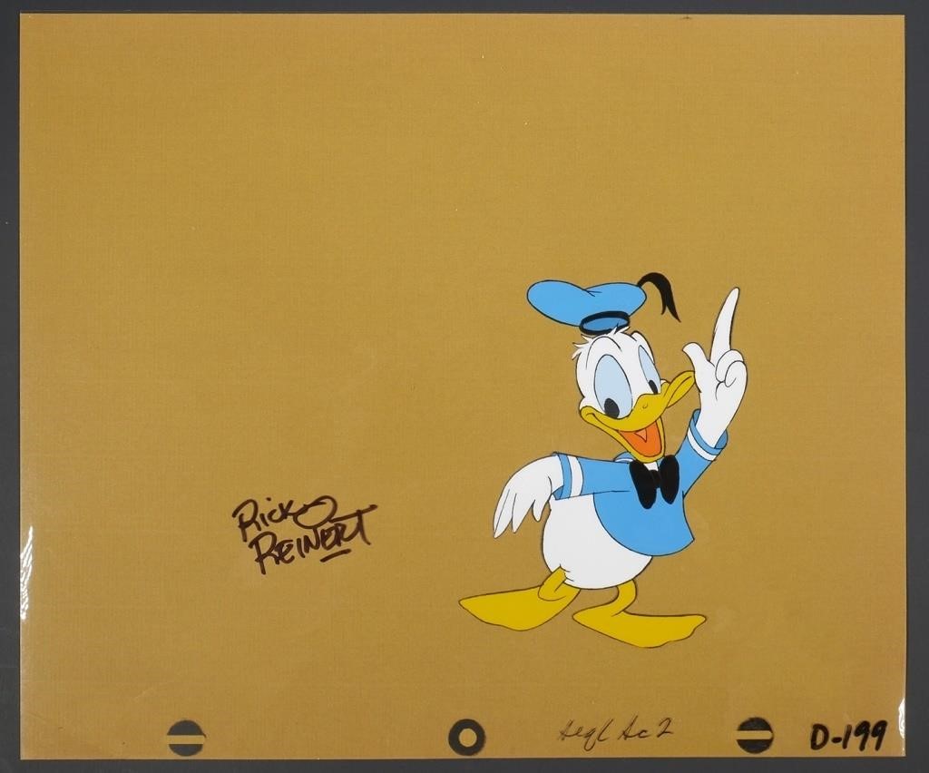 Appraisal: Donald Duck production cel signed by Rick Reinert Cel measures