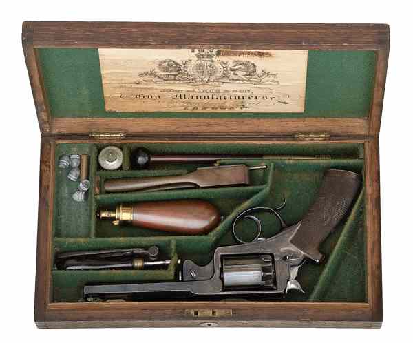 Appraisal: Cased Adams Patent Percussion Revolver by John Blanch cal ''