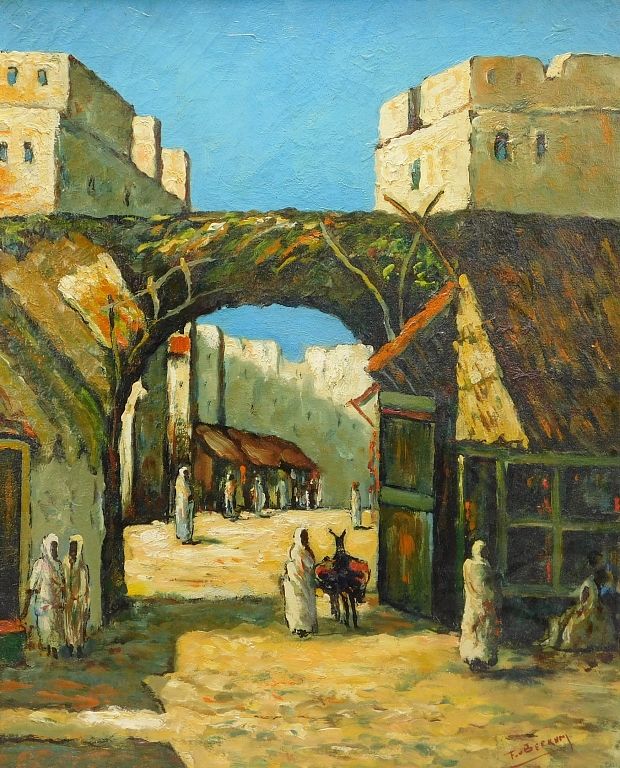 Appraisal: Impressionist North African Market Painting United States Early th Century